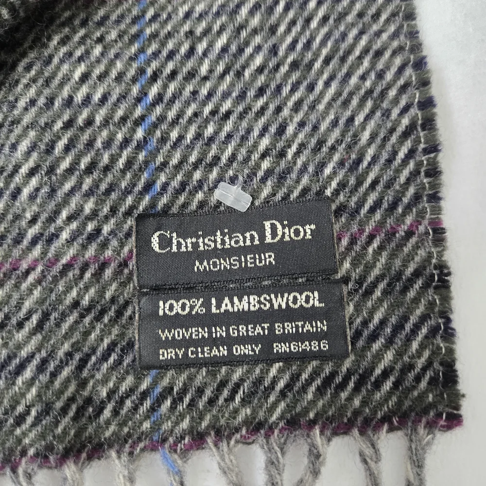 Vintage Christian Dior Monsieur Lambswool Scarf – Gray Plaid
